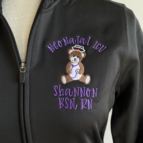 Personalized gift for NICU or PICU ICU nurse, full zip jacket with pockets or pullover sweatshirt, gift for students, graduates, cna, bsn