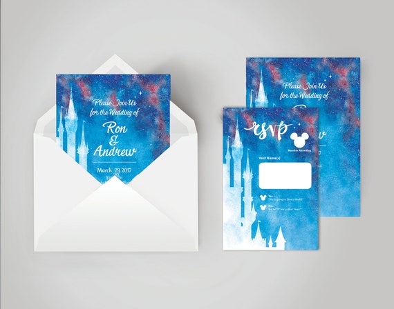 Disney Castle Wedding Invitations Available As Magnets Etsy