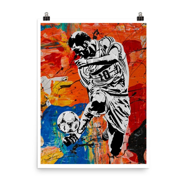 Zinedine Zidane Iconic France 98 Poster Print