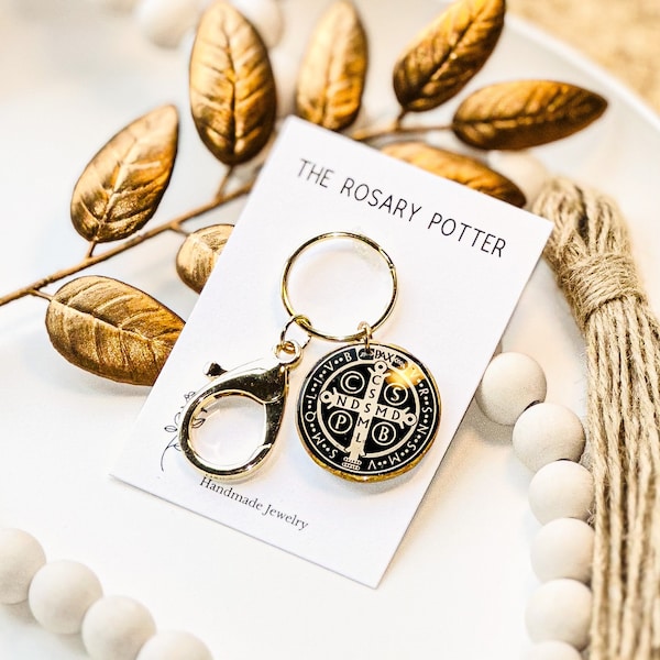 Saint Benedict Catholic Key Chain | St. Benedict Key Ring | Catholic Driver Gift | Catholic Gift for Her | Catholic Gift for Him