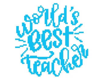 World's Best Teacher Downloadable PDF Cross Stitch Pattern - Etsy