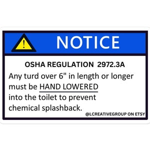 Jeder Stuhlgang über 6 Zoll - OSHA Gag-Aufkleber für Badezimmer Humor