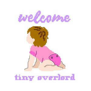 Welcome Tiny Overlord- Funny Baby Shower Gift - Cross Stitch PDF PATTERN