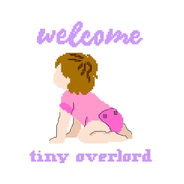 Welcome Tiny Overlord- Funny Baby Shower Gift - Cross Stitch PDF PATTERN