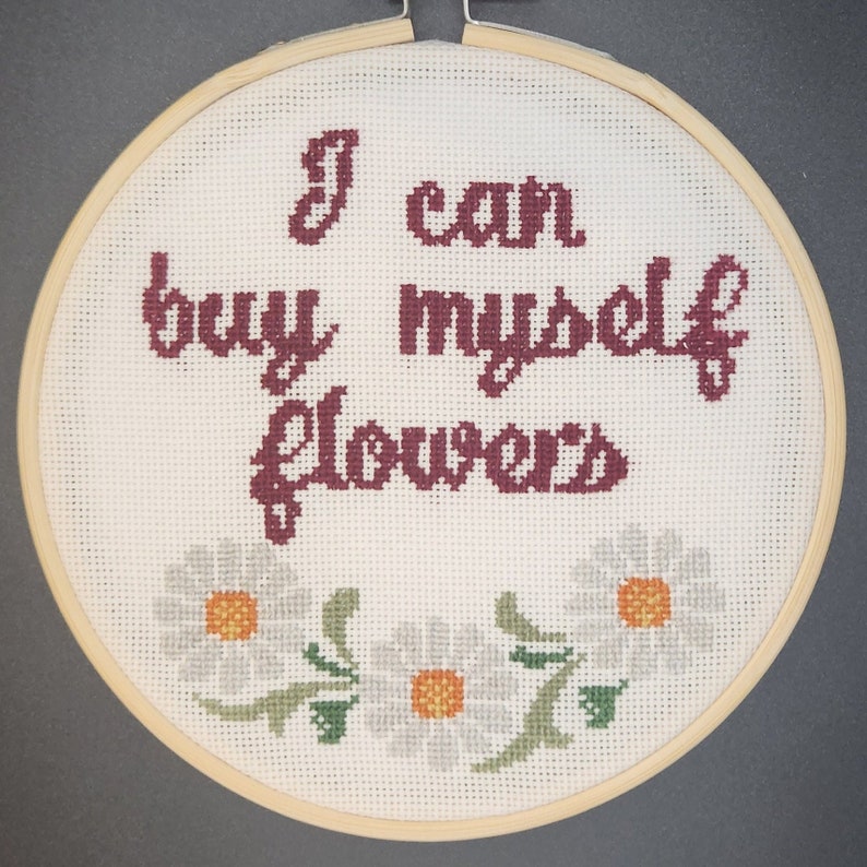 I can buy myself flowers Divorce Anthem Completed Song Lyric Cross Stitch image 1