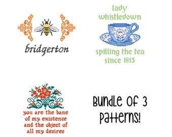 Bridgerton Series - Cross Stitch PATTERNS x 3 - Bundle & Save!