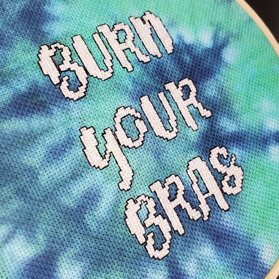 Burn Your Bras Funny Hippie Completed Cross Stitch Gift -  Australia