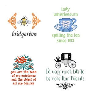 Bridgerton Series - Cross Stitch PATRONEN x 4 - Bundel & bespaar!