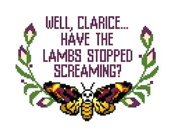 Well Clarice, have the lambs stopped screaming? - Silence of the Lambs wreath - Cross Stitch PATTERN