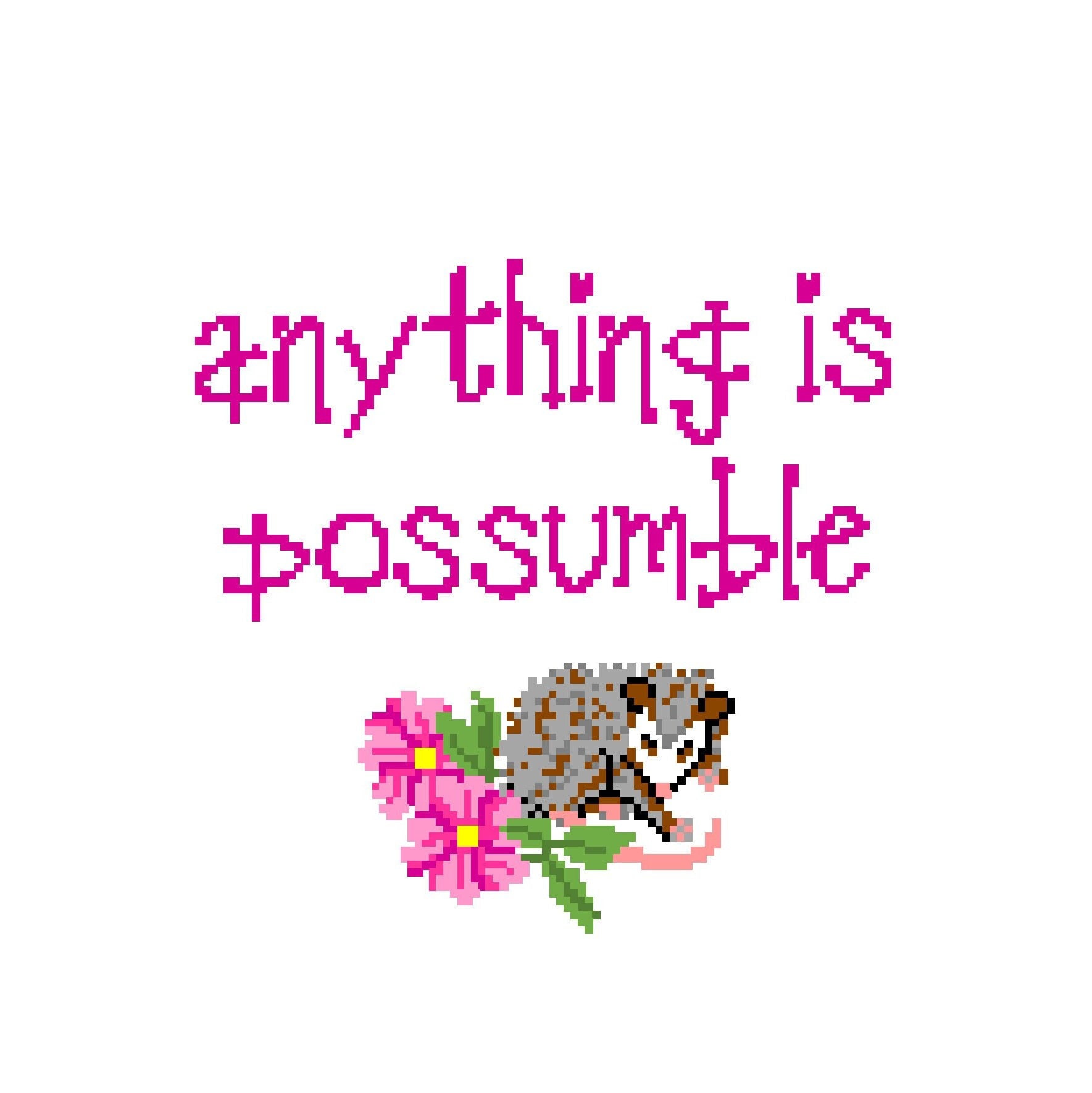 Anything is possumble - Funny Opossum Cross Stitch PATTERN