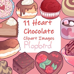 Valentines Heart Chocolate Clip Art 11 pk digital art, commercial use, instant download PNGs, high resolution 300 DPI image 1