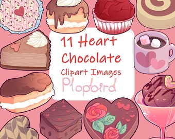 Valentines Heart Chocolate Clip Art | 11 pk digital art, commercial use, instant download PNGs, high resolution 300 DPI