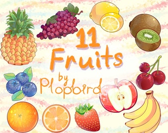 Fruit Clip Art - 11 pk digital art, commercial use, instant download PNG, high resolution 300 DPI