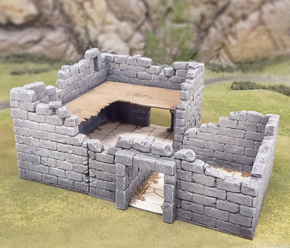 Ruined Manor House Terrain Kit MDF and XPS Foam, Styrofoam, 28mm