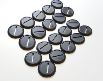 30mm round slotted lipped plastic bases x 20 - wargaming, wargames, miniatures, figures, RPGs, tabletop games