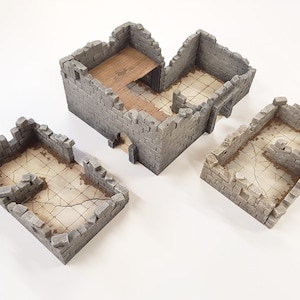 Town Ruins Skirmish Kit + Resin Zubehör - MDF, Spyroporharz, Styropor, 28 mm, Frostgrave, Auftragsarbeit, RPG, D&D