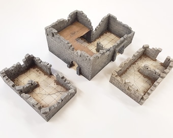 Town Ruins Skirmish Kit + harsaccessoires - MDF, XPS-schuim, piepschuim, 28 mm, Frostgrave, Mordheim, Age of Sigmar, The Old World, RPG, D&D