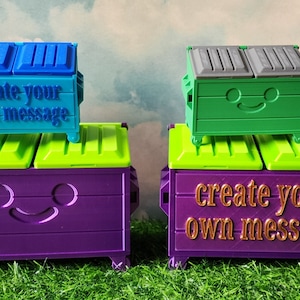 3D Printed Desktop Happy Dumpster Desktop Organizer Dumpster  Desktop Trash Bin  Desktop Trash Dumpster Personalized Dumpster