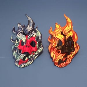 Bone Fire LED Candle Holder Flaming Skull LED Candle Holder 3D Printed Skull in flame Skull LED Votive holder