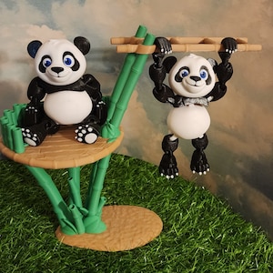 Flexi Panda with Bamboo tree stand Articulated Panda Flexible Panda
