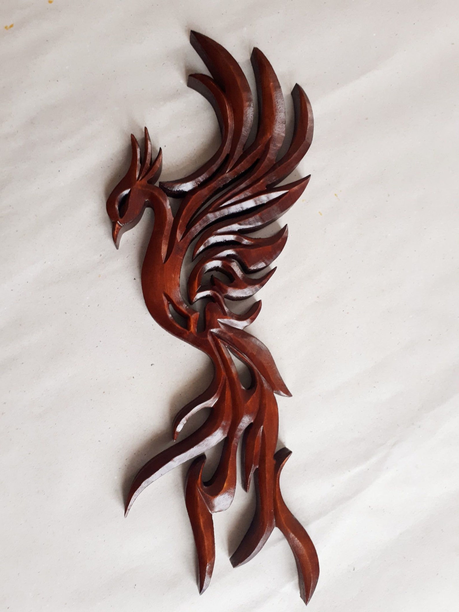 Phoenix Wood Carving 15 Inches Phoenix Phoenix Carving Wall - Etsy