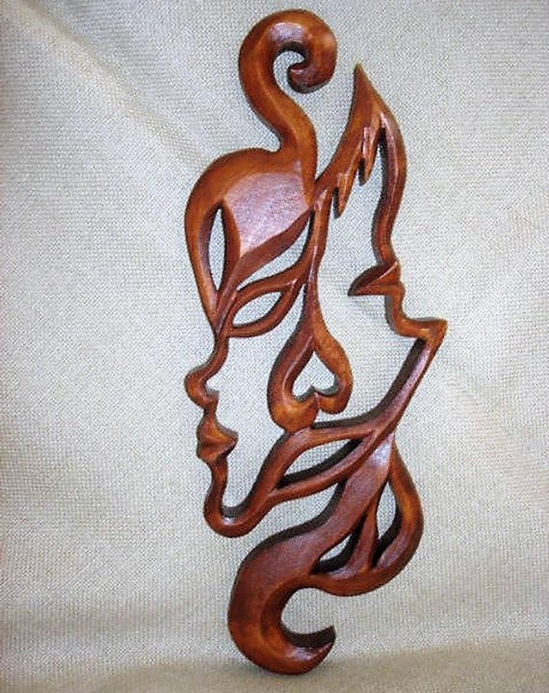Wooden Sign Gemini, Woodcarving, Gemini Carving Wall, Gemini Mask