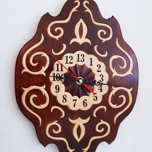 13th Hour Wall Clock, Labyrinth wall clock, 13th hour clock, Hand made clock, Wood carving clock, Wooden clock,  Clock carving Wall