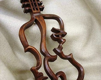 Violín, Violín tallado en madera, Violín de amor, Violín de pared tallado, Violín hecho a mano, Violín de boda, Viola d'amore