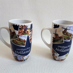 Dutch coffee cups, Set of two tea cups, Beautiful Tea/coffe Cups, Hand-painted ceramic cups, Ceramic cups for a couple, Ceramic art cups