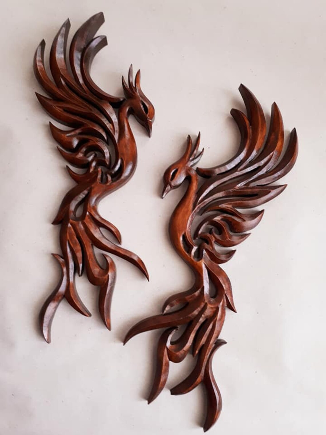 Phoenixes Carving Wall Phoenix Bird Handmade Phoenix Wooden Etsy
