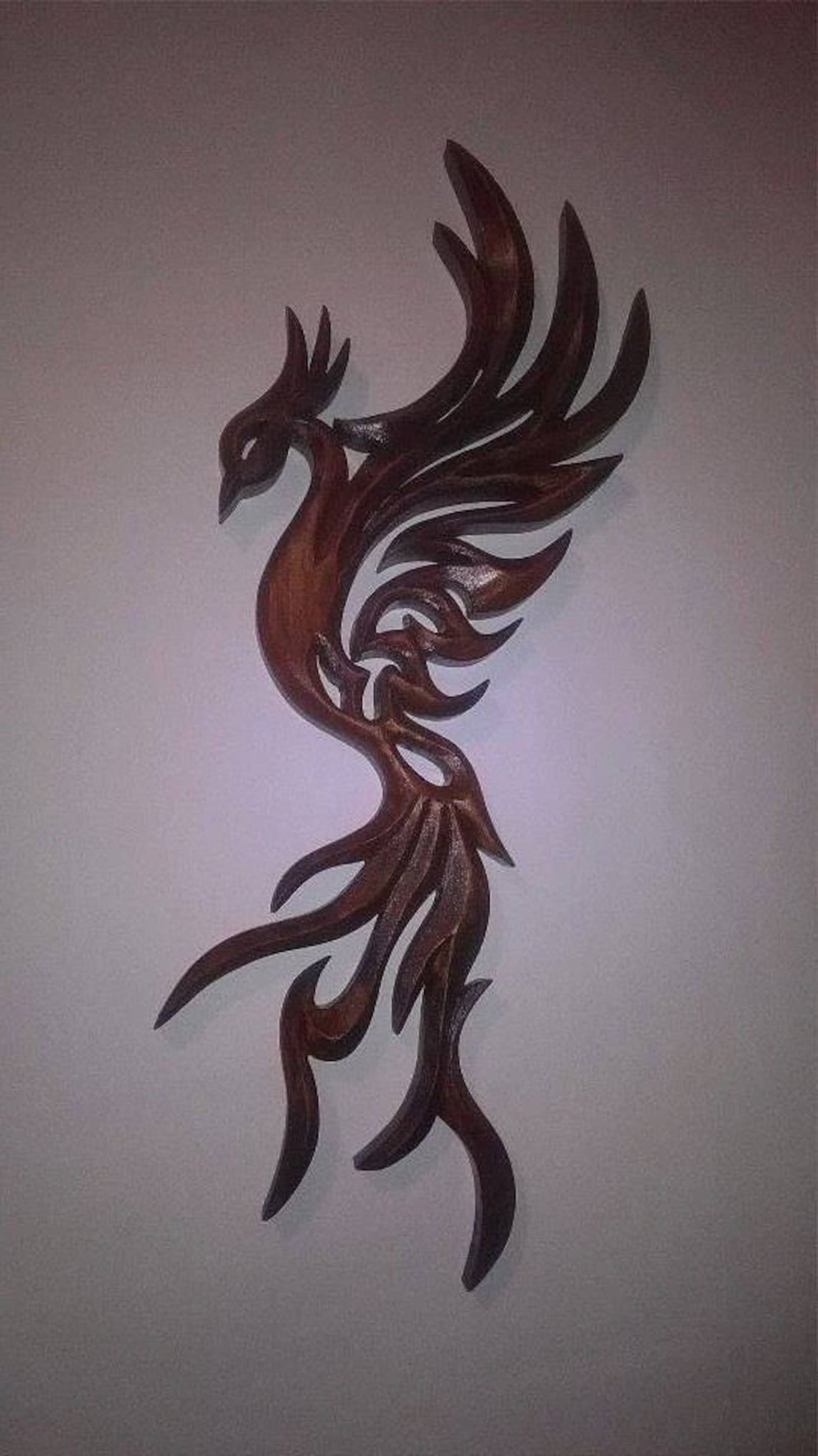 Phoenix Wood Carving 15 Inches Phoenix Phoenix Carving Wall Etsy
