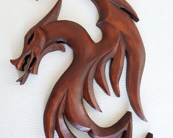 Dragón de madera, Dragón, Dragón tallado en madera, Dragón de pared tallado, Dragón de panel tallado, Dragón de arte