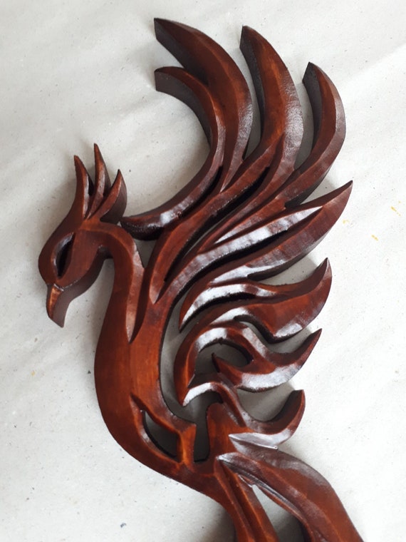 Phoenix Wood Carving 15 Inches Phoenix Phoenix Carving Wall | Etsy
