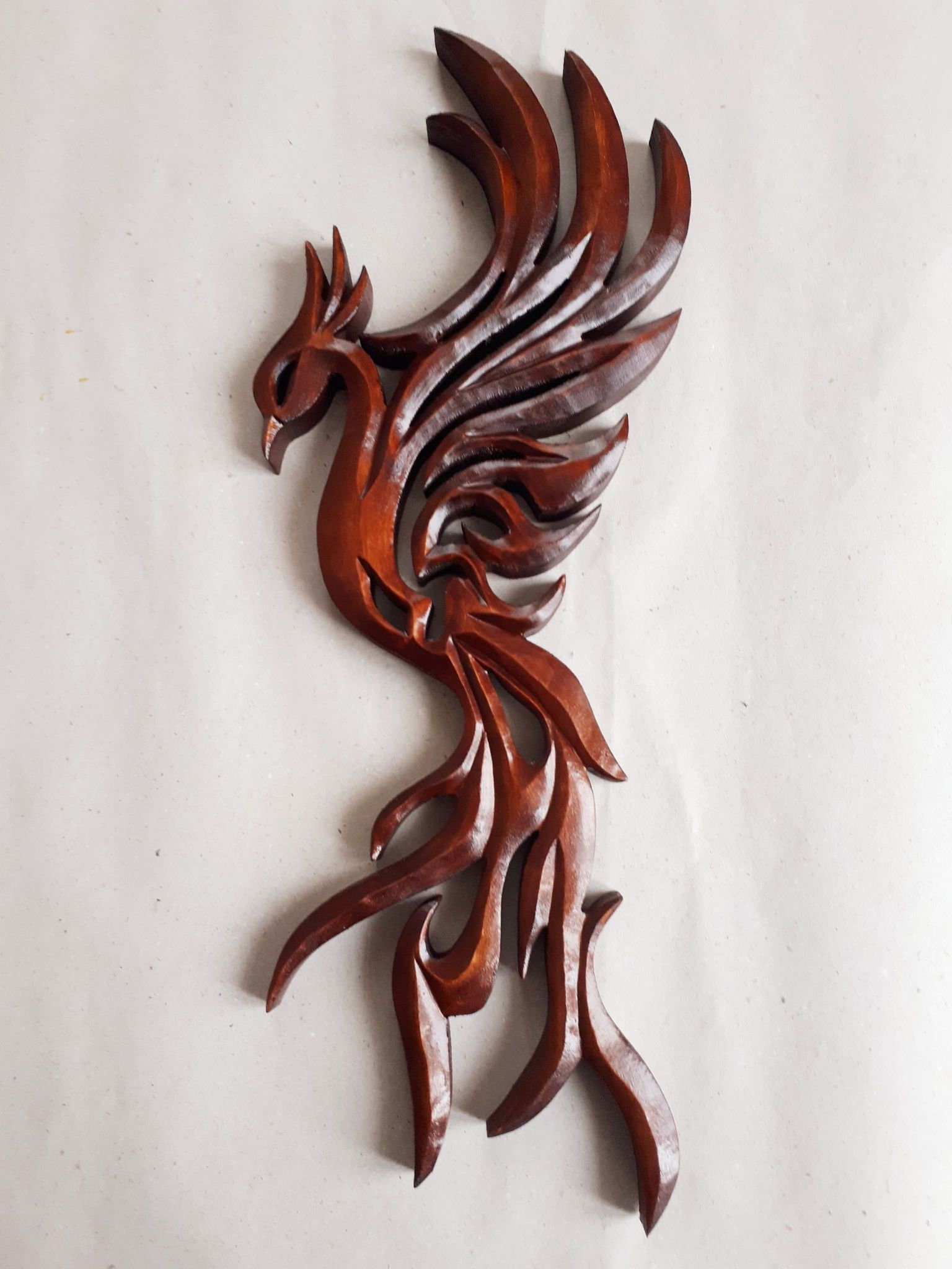 Phoenix Wood Carving 15 Inches Phoenix Phoenix Carving Wall - Etsy