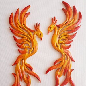 Décoration murale en forme de miroir Phoenix (22 po.) à sculpter sur bois