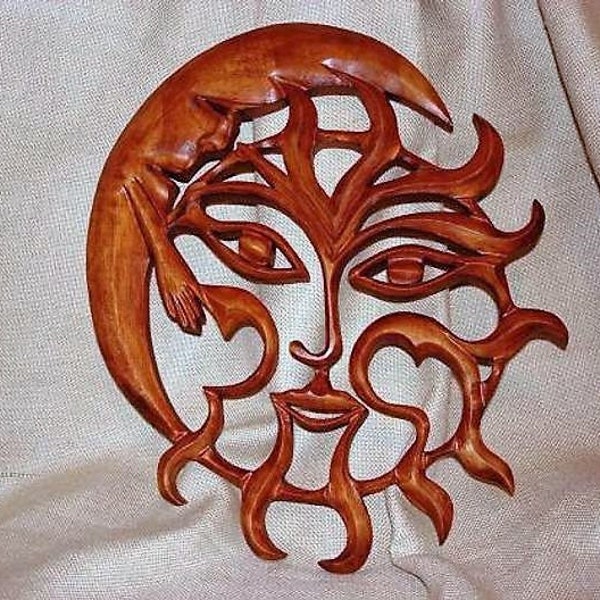 Sun and Moon Wood Carving - Etsy