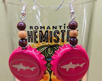 Upcycled Craft Beer Bottle Cap Earrings - Beerrings - East Coast (NY, NJ, PA, De)