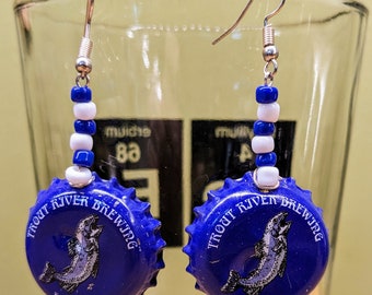 Upcycled Craft Beer Bottle Cap Earrings - Beerrings - Northern New England (ME, NH, VT)
