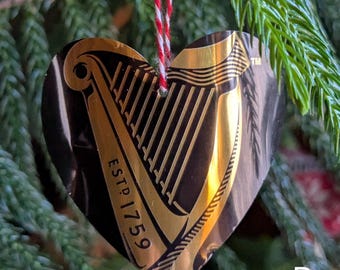 Upcycled Craft Beer Can Heart Ornaments or Gift Tag Six Pack