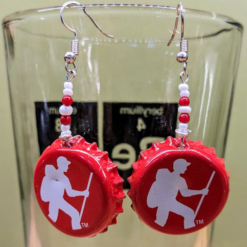 New England ME, NH, VT Craft Beer Bottle Cap Earrings Long Trail