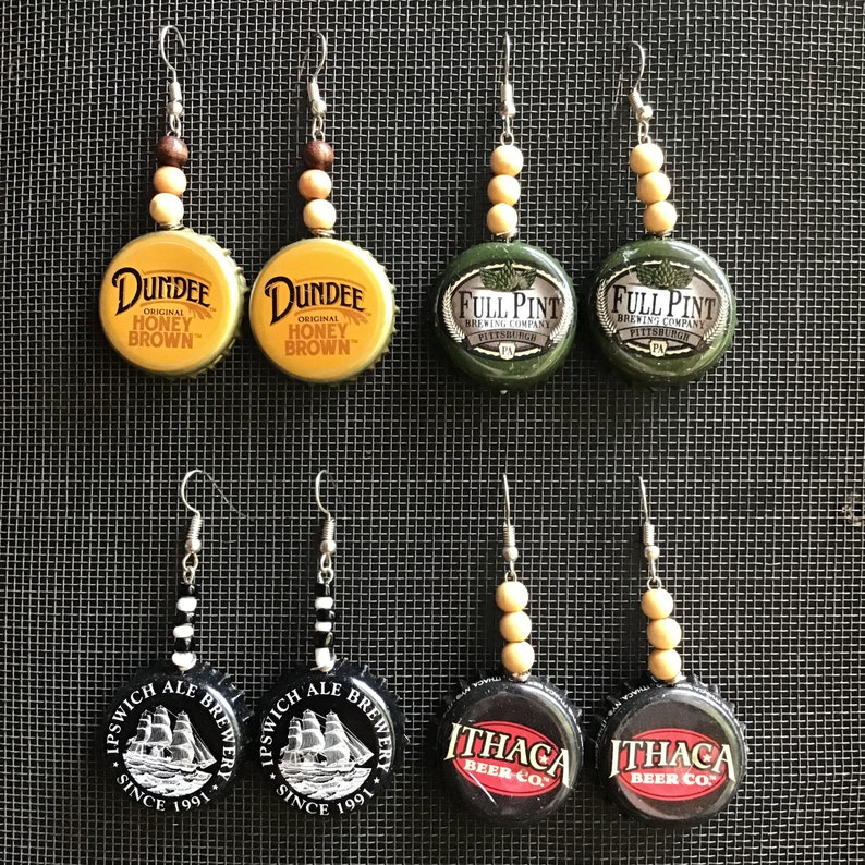 Craft Beer Bottle Cap Earrings Etsy