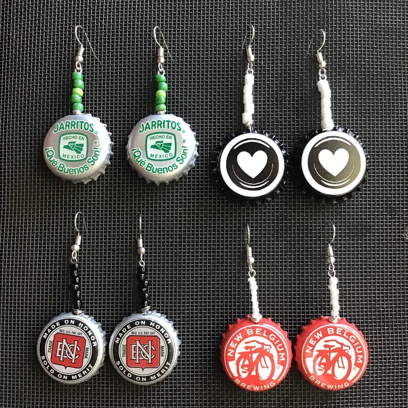 Craft Beer Bottle Cap Earrings Etsy