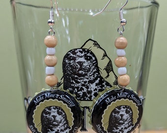 Upcycled Craft Beer Bottle Cap Earrings - Beerrings - Northern New England (ME, NH, VT)