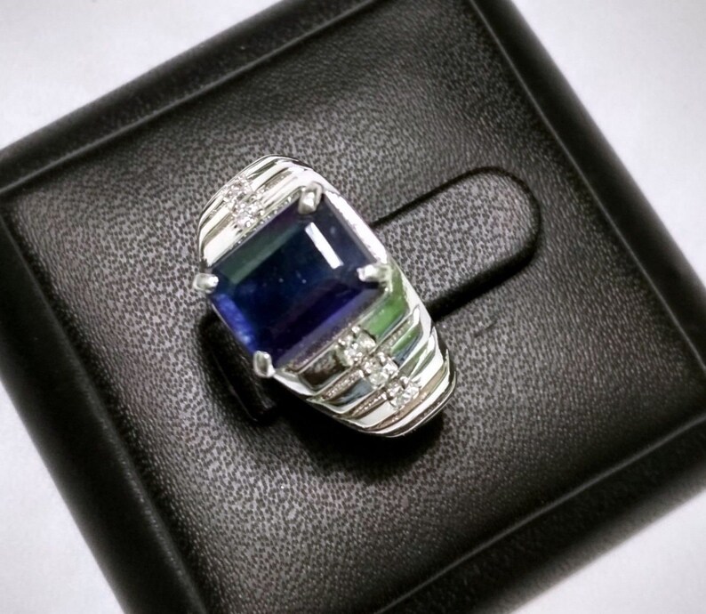 Precious Gemstone Rings September Birthstone Ring,Select Size 925 Sterling Silver Natural Blue Sapphire /& CZ Rings