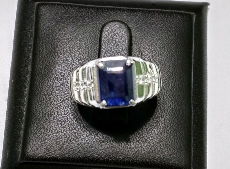 Precious Gemstone Rings September Birthstone Ring,Select Size 925 Sterling Silver Natural Blue Sapphire /& CZ Rings