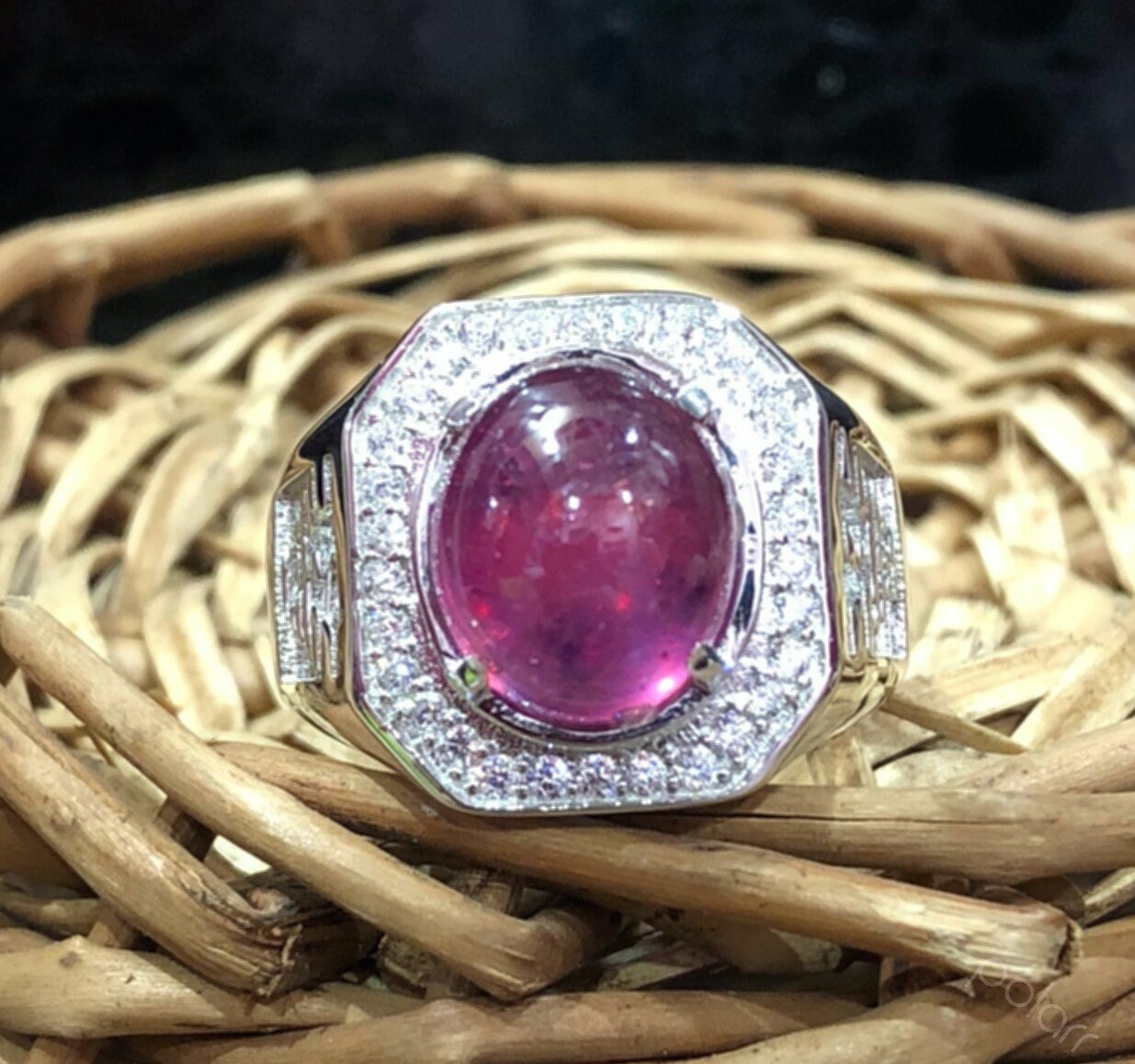 925 Sterling Silver Natural Red Ruby Cabochon Men Ring | Etsy