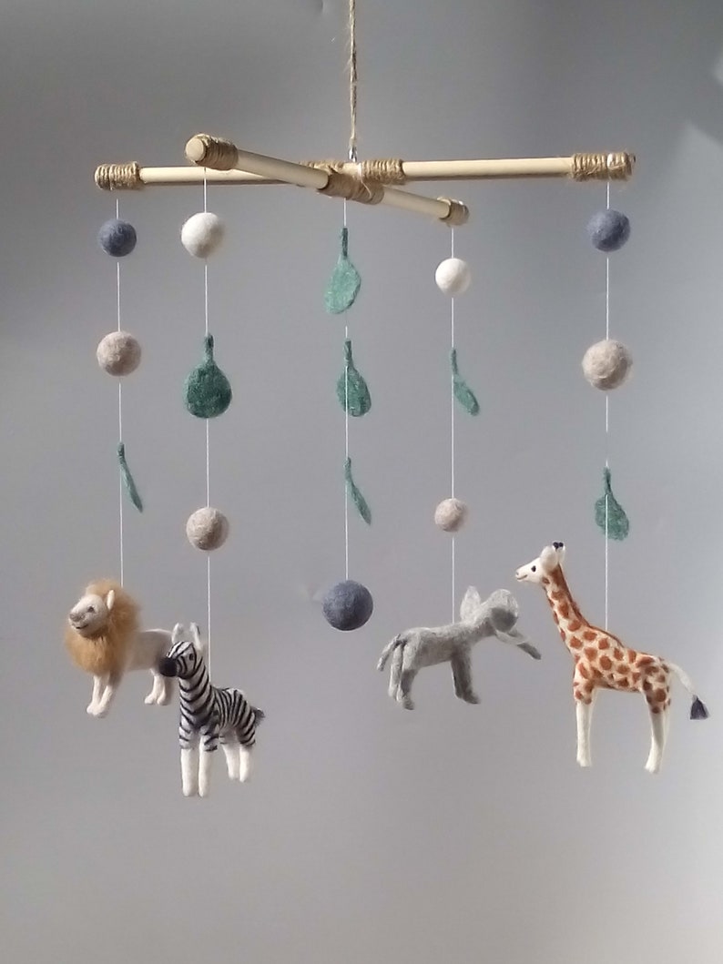Filz Baby Mobile Safari Nadel gefilzt Tiere Neutral Etsy