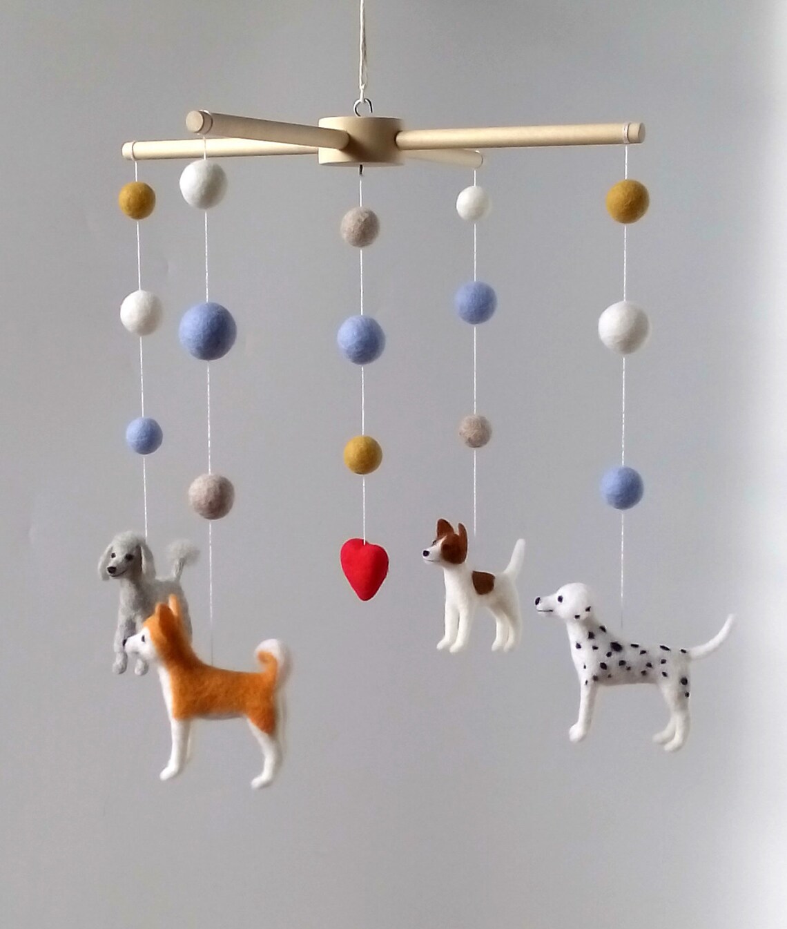 Felt Dogs Baby mobile Animals mobile for nursery Needle felted Etsy