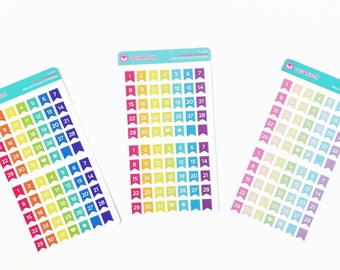 Rainbow Mini Date Flags, Date Dot Cover Stickers for Planners and Bullet Journals - FLG005