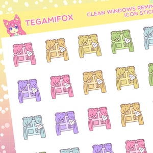 Clean Windows Reminder Stickers - Window Icon Stickers - Hand Drawn Pastel Functional Planner Stickers